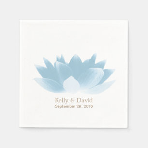 Elegant Blue Lotus Flower Wedding Napkin