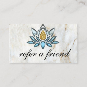 Elegant Blue Lotus Marble Referral Card