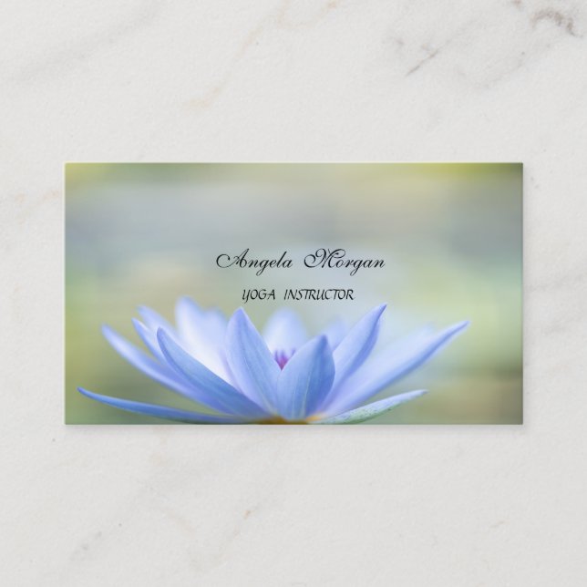 Elegant Blue Lotus Yoga Instructor  Business Card (Front)