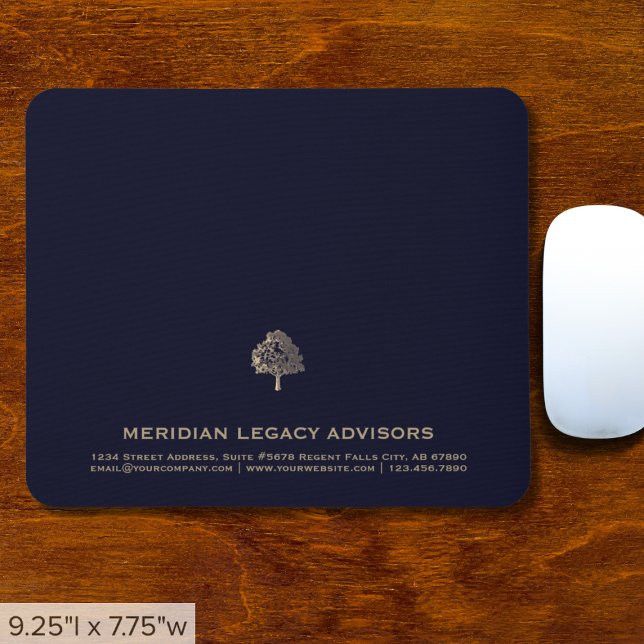 Elegant Blue Luxury Gold Tree Logo Mouse Mat (Creator Uploaded)