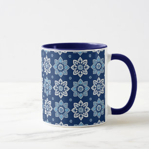 Elegant Blue Mandala Floral Pattern Mug