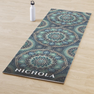 Elegant Blue Mandala Pattern Personalised  Yoga Mat