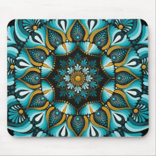 Elegant Blue Mandala Sacred Geometry Boho Zen Mouse Mat