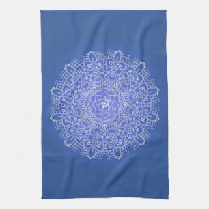 Elegant Blue Mandala with OM Tea Towel