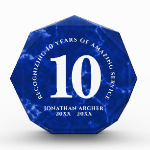 Elegant Blue Marble 10 Years Work Anniversary Photo Block