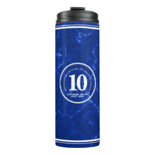 Elegant Blue Marble 10 Years Work Anniversary Thermal Tumbler