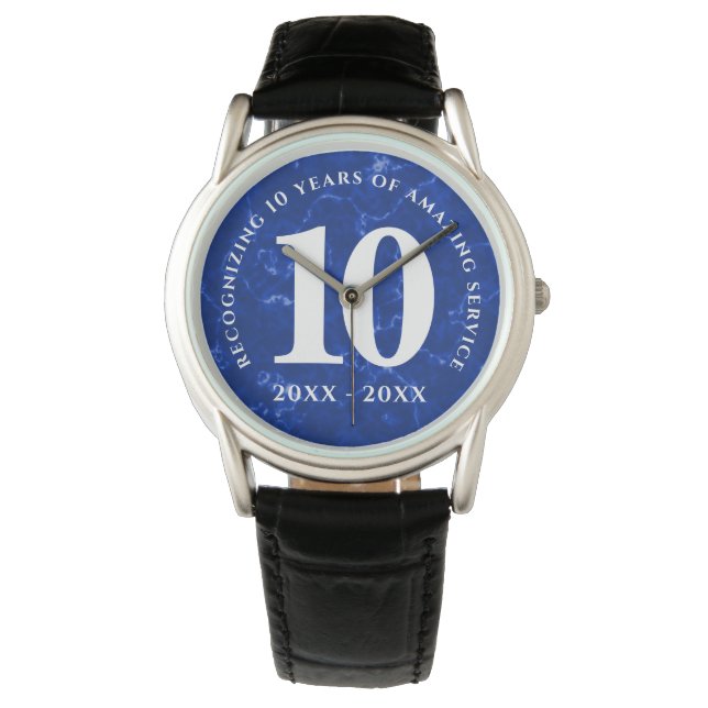 Elegant Blue Marble 10 Years Work Anniversary Watch (Front)