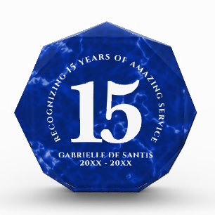 Elegant Blue Marble 15 Years Work Anniversary Photo Block