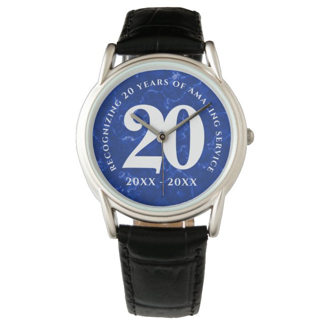 Elegant Blue Marble 20 Years Work Anniversary Watch (Front)