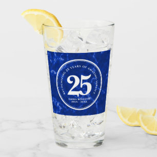 Elegant Blue Marble 25 Years Work Anniversary Glass