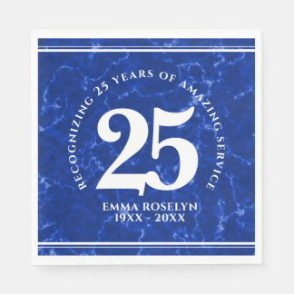 Elegant Blue Marble 25 Years Work Anniversary Napkin