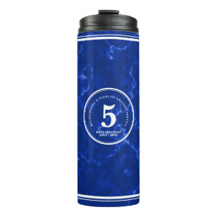 Elegant Blue Marble 5 Years Work Anniversary Thermal Tumbler