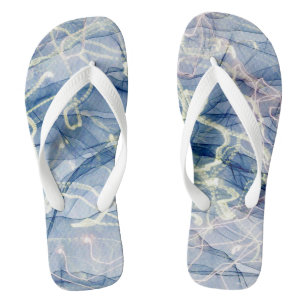 Elegant Blue Marble Flip Flops