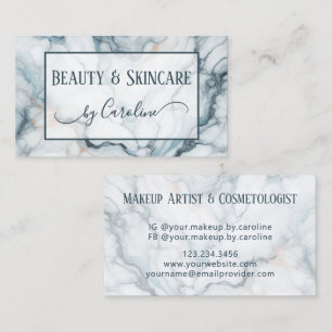 Elegant Blue Marble Makeup Artist & Hair Stylist Business Card