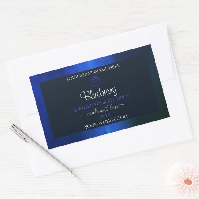 Elegant Blue Marble Pattern Floral Product Labels (Envelope)