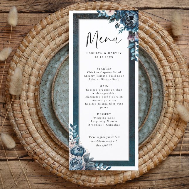 Elegant Blue Marble Wedding Menu (Creator Uploaded)