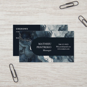 Elegant Blue Marble & White Modern Business Card