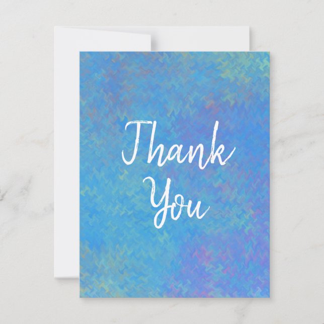 Elegant Blue Marbling Thank You Card (Front)