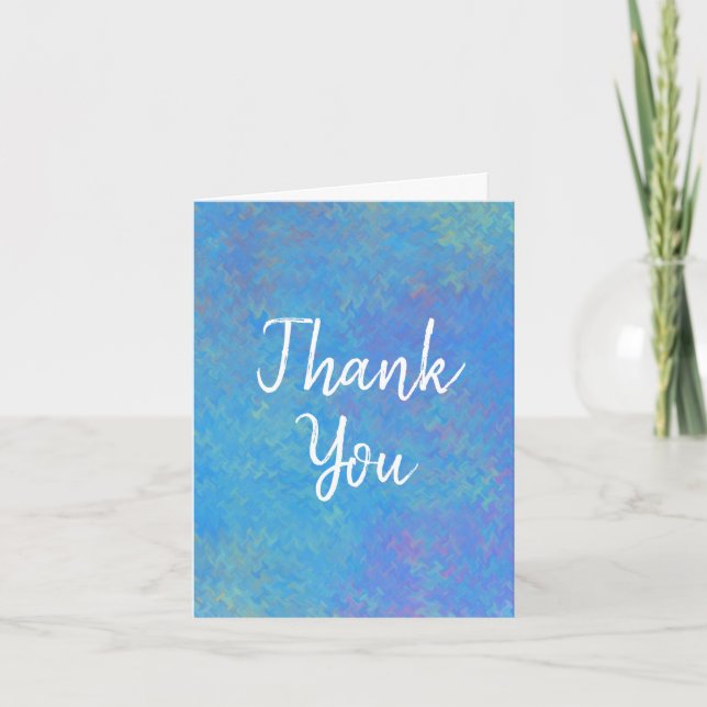 Elegant Blue Marbling Thank You Card (Front)