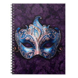 Elegant Blue Masquerade Mask Notebook