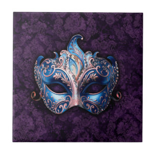 Elegant Blue Masquerade Mask Tile