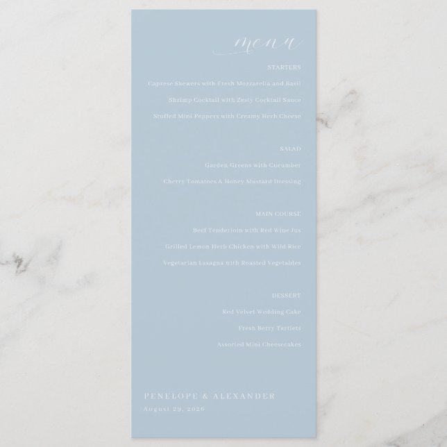 Elegant Blue Menu Template (Front)