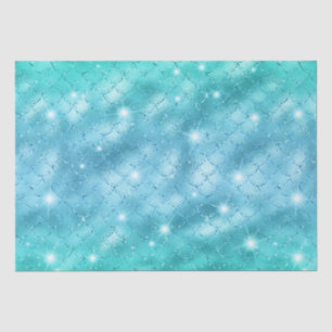 Elegant Blue Mermaid Scales Metallic Glitter Tissue Paper