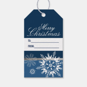 Elegant Blue Merry Christmas Gift Tags