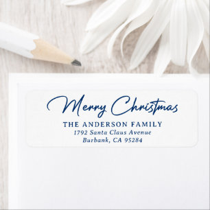 Elegant Blue Merry Christmas Return Address Labels