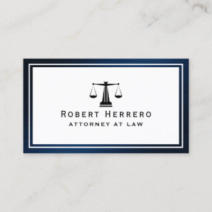 Elegant blue metal frame legal  business card