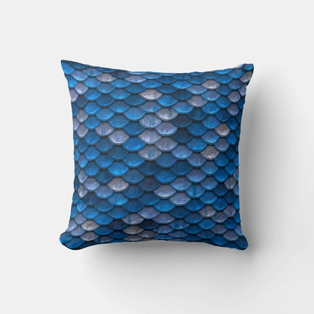 Elegant Blue Metallic Pattern Cushion (Front)