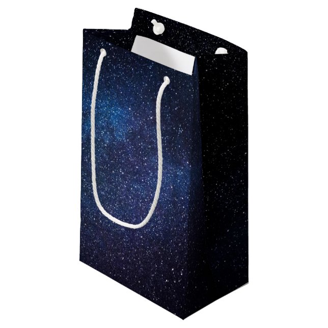 Elegant Blue Milkyway Galaxy Texture Small Gift Bag (Front Angled)