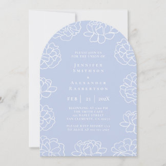 Elegant Blue Minimal Botanical Wedding Invitation