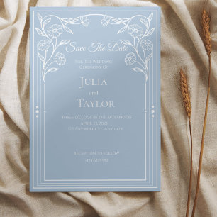 Elegant Blue Minimal Save the Date Invitation
