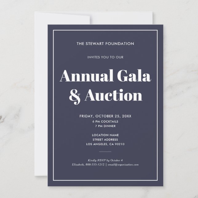 Elegant Blue Minimalist Business Corporate Event Invitation (Front)