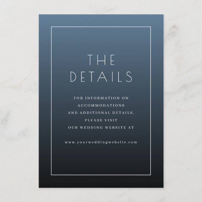 Elegant Blue Minimalist Details Enclosure Card (Front)