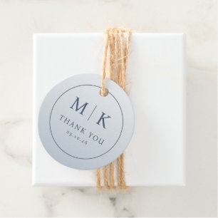 Elegant Blue Minimalist Gratitude Favour Tags