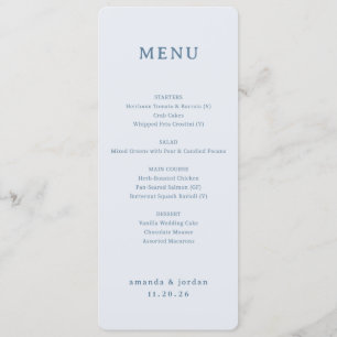 Elegant Blue Minimalist Menu