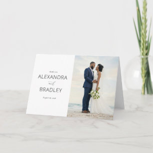 Elegant Blue Minimalist Photo Thank You Card