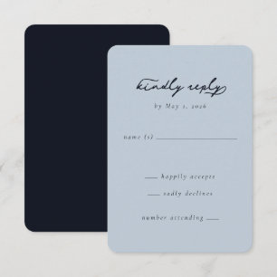 Elegant Blue Minimalist RSVP Card