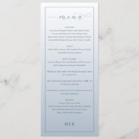 Elegant Blue Minimalist Wedding Menu