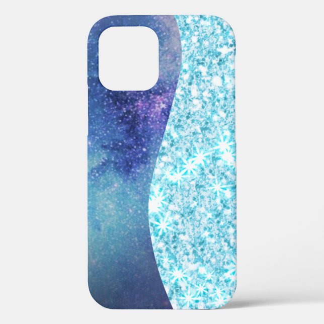 Elegant Blue Modern gradient galaxy glitter star Case-Mate iPhone Case (Back)