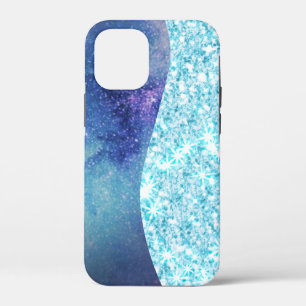 Elegant Blue Modern gradient galaxy glitter star iPhone 12 Mini Case