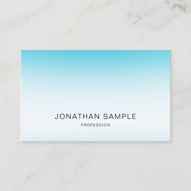 Elegant Blue Modern Minimalist Plain Luxury Trendy Business Card (Front)
