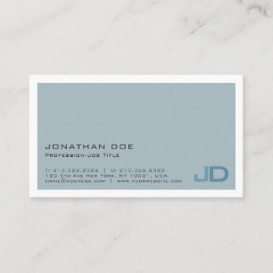 Elegant Blue Modern Monogram Professional Matte Business Card