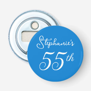 Elegant Blue Monogram 55th Birthday Party Bottle Opener