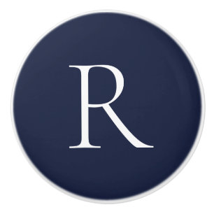 Elegant Blue Monogram Cabinet Accessory Ceramic Knob