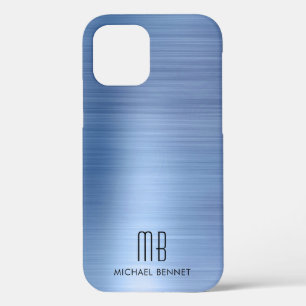 Elegant Blue Monogram iPhone 12 Case