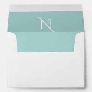 Elegant Blue Monogram Initial Wedding Envelope