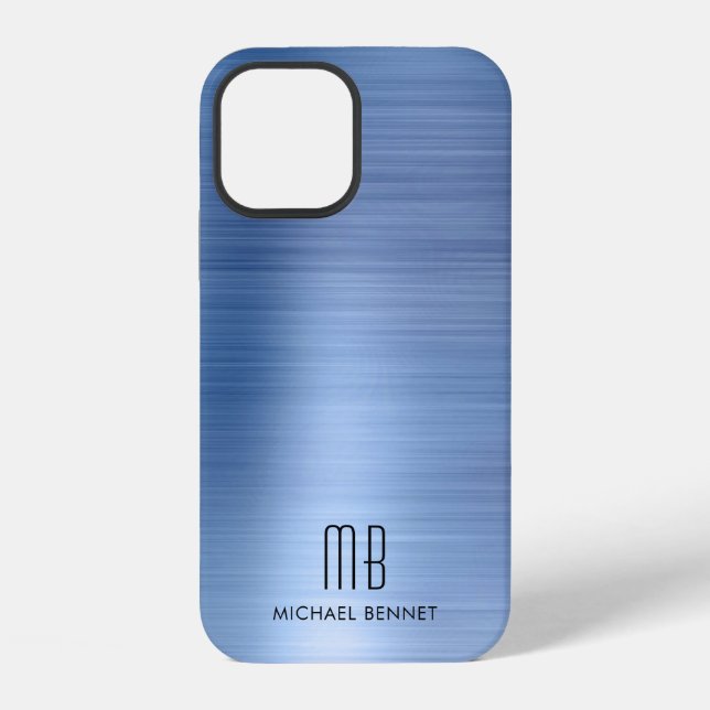 Elegant Blue Monogram  iPhone Case (Back)